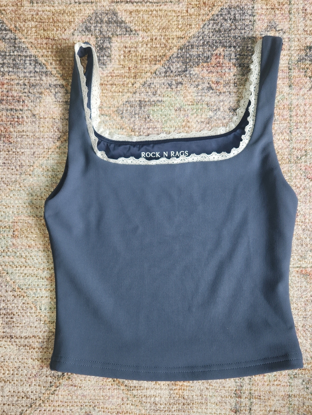 Rock N Rags Do It All Lace Tank ★ Dusty Blue Size Small